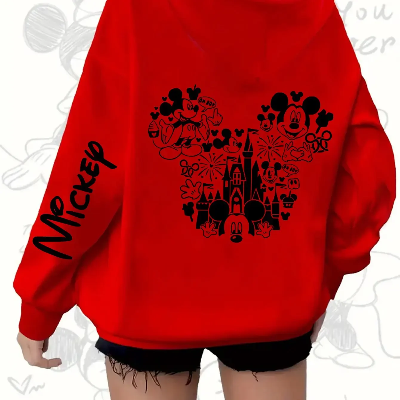 

Лицензированный свитер с капюшоном от Disney с принтом Микки Мауса и замка | Регулируемый шнурок, карман-кенгуру