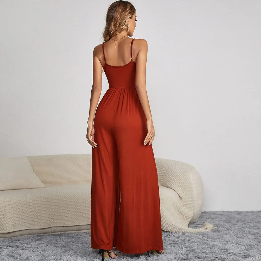 2024 New Summer Women Jumpsuits Sleeveless Loose And Casual Solid Color Show Off a Slim Figure Trendy Women's Clothing