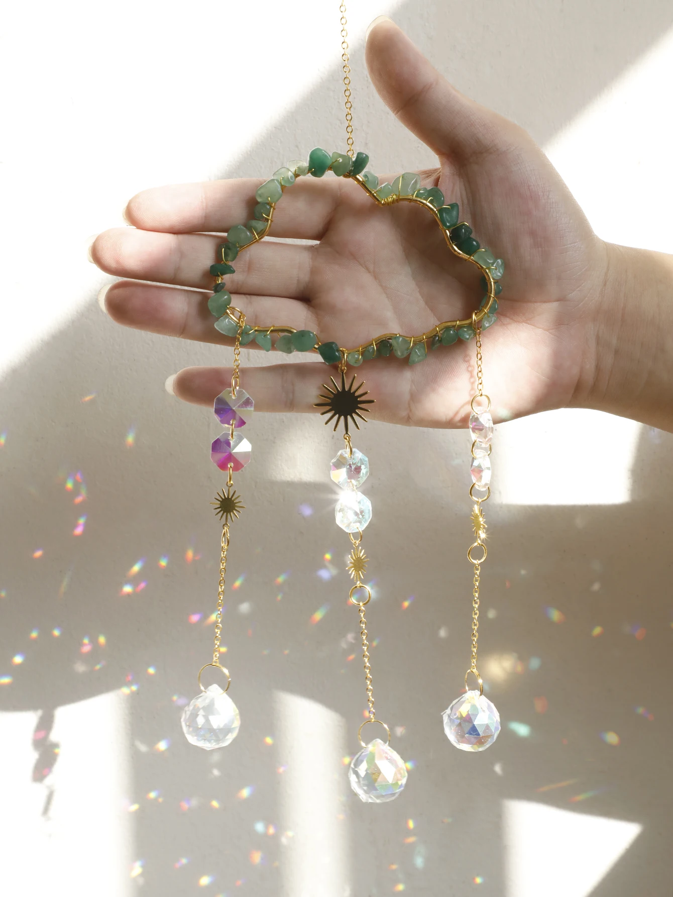 Cloud Suncatcher Wall Hanging Crystal Wind Chime Rainbow Maker Light Catcher Car Accessories Christmas Home Decor Sun Catcher