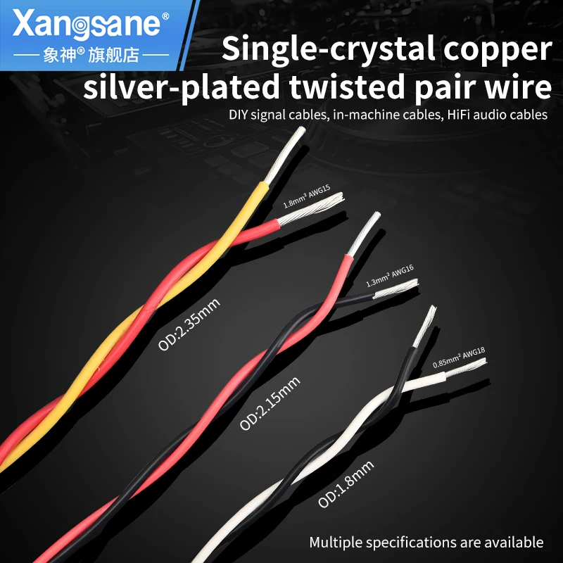 Xangsane Single crystal copper silver-plated twisted-pair loose wire speaker wire,machine internal wire,audio wire,scattered lin