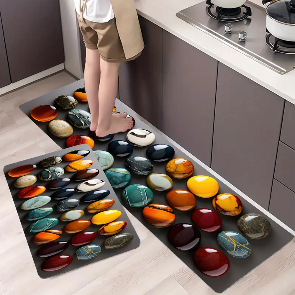 Modern Kitchen Floor Mat Cobble Pattern Entry Door Mat For Living Room Anti-Slip Carpet Rug Home Bedroom Hallway Long Rugs