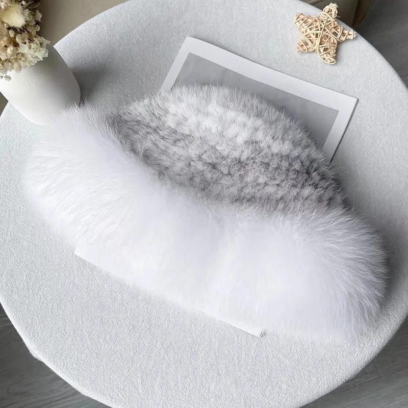 Women Fox Fur Around Hand Knitted Real Mink Fur Beanie Hat CX-C-209A