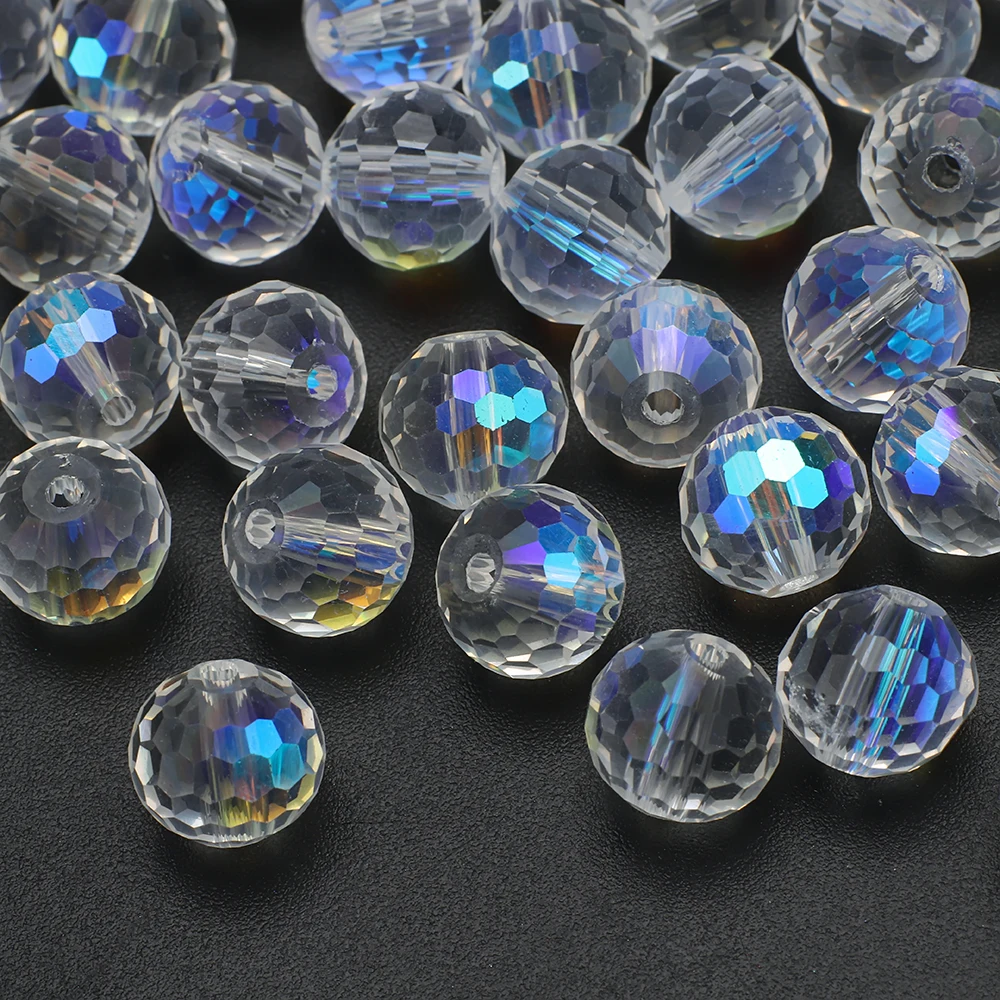 6/8/10/12/14mm 96Facets Austria Crystal Glass Round Beads Crafts for Jewelry Making DIY Bracelet Earrings Necklace Accessories