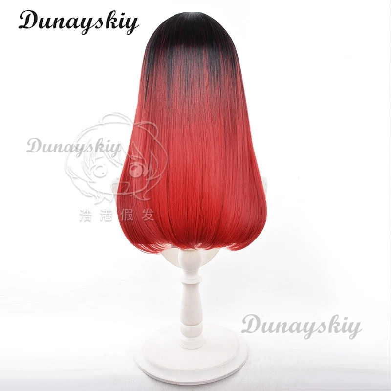 Tasuku Tsubakino Wig Unisex 55cm Medium Long Hair Black Red Dyed Wig Cosplay Anime Wigs Heat Resistant Synthetic Wigs Halloween