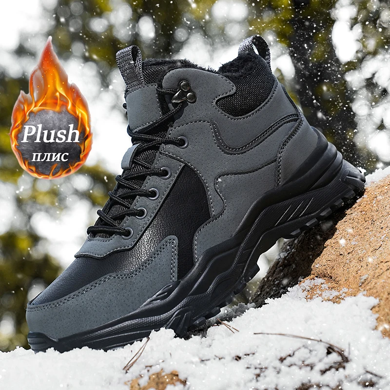 

Men's Hiking Boots Winter Warm Comfortable Men Snow Boots Outdoor Leisure Anti Slip Sports Shoes Wear-resistant Hiking Shoes