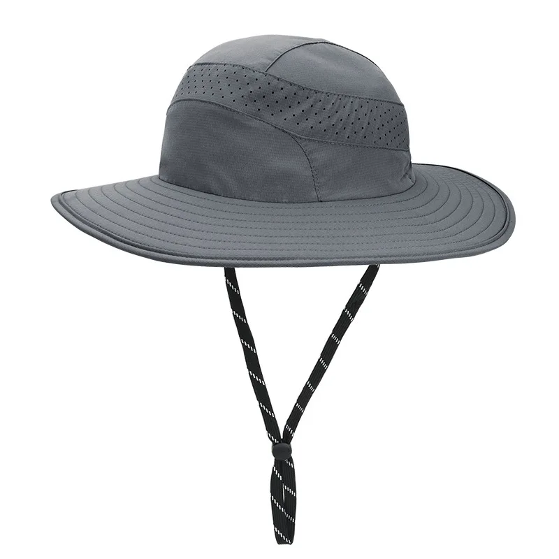 Connectyle Men's Women Boonie Sun Hat Wide Brim Adjustable Breathable Cotton Safari Hat with Strap UV Protection Outdoor Caps