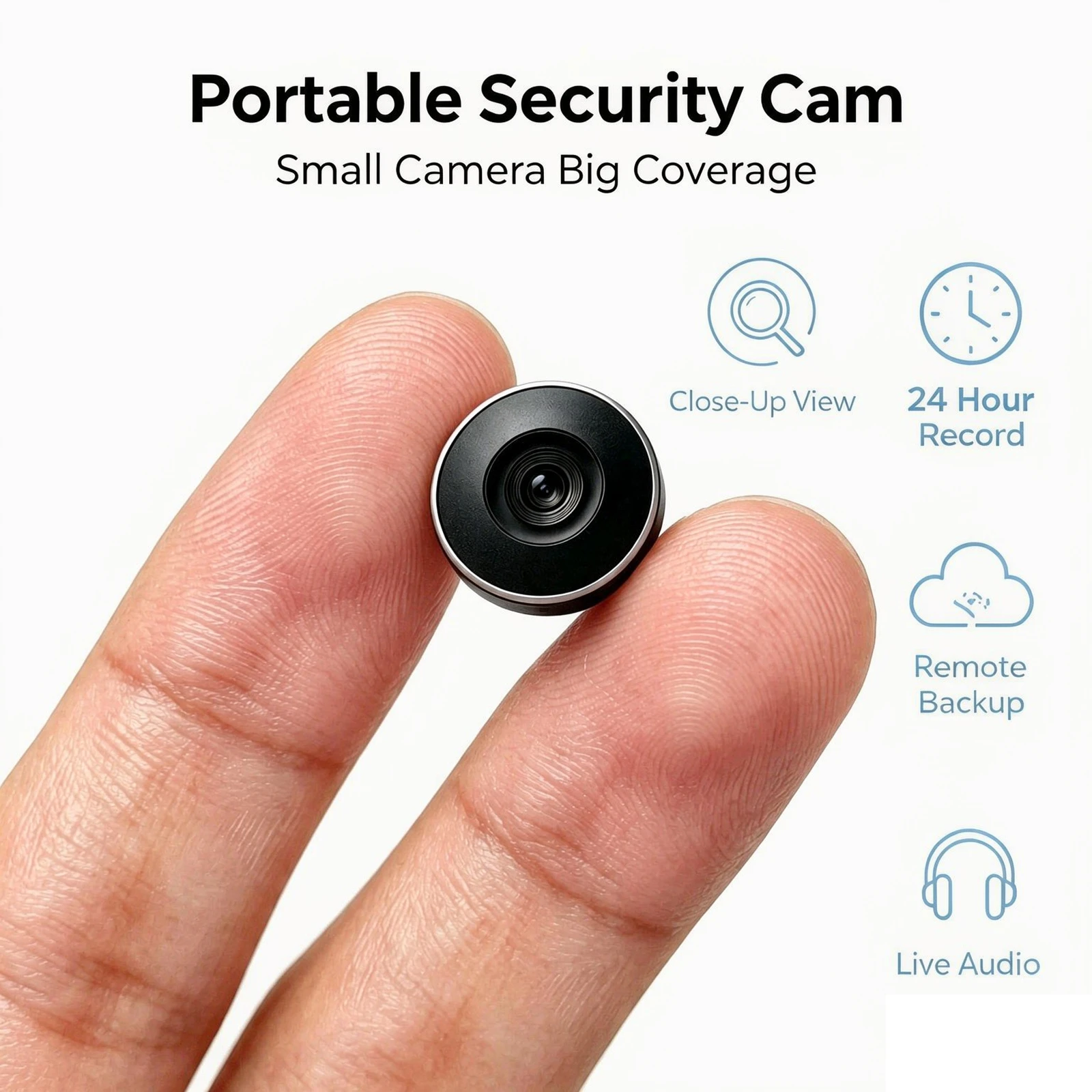 Mini WiFi Security Camera, Wireless Battery Powered Tiny Nanny Cam with IR Night Vision, PIR Motion Detection, Two-Way Audio, Remote Live View, SD Loop Recording Cloud Storage for Home Pet Car Indoor Monitoring