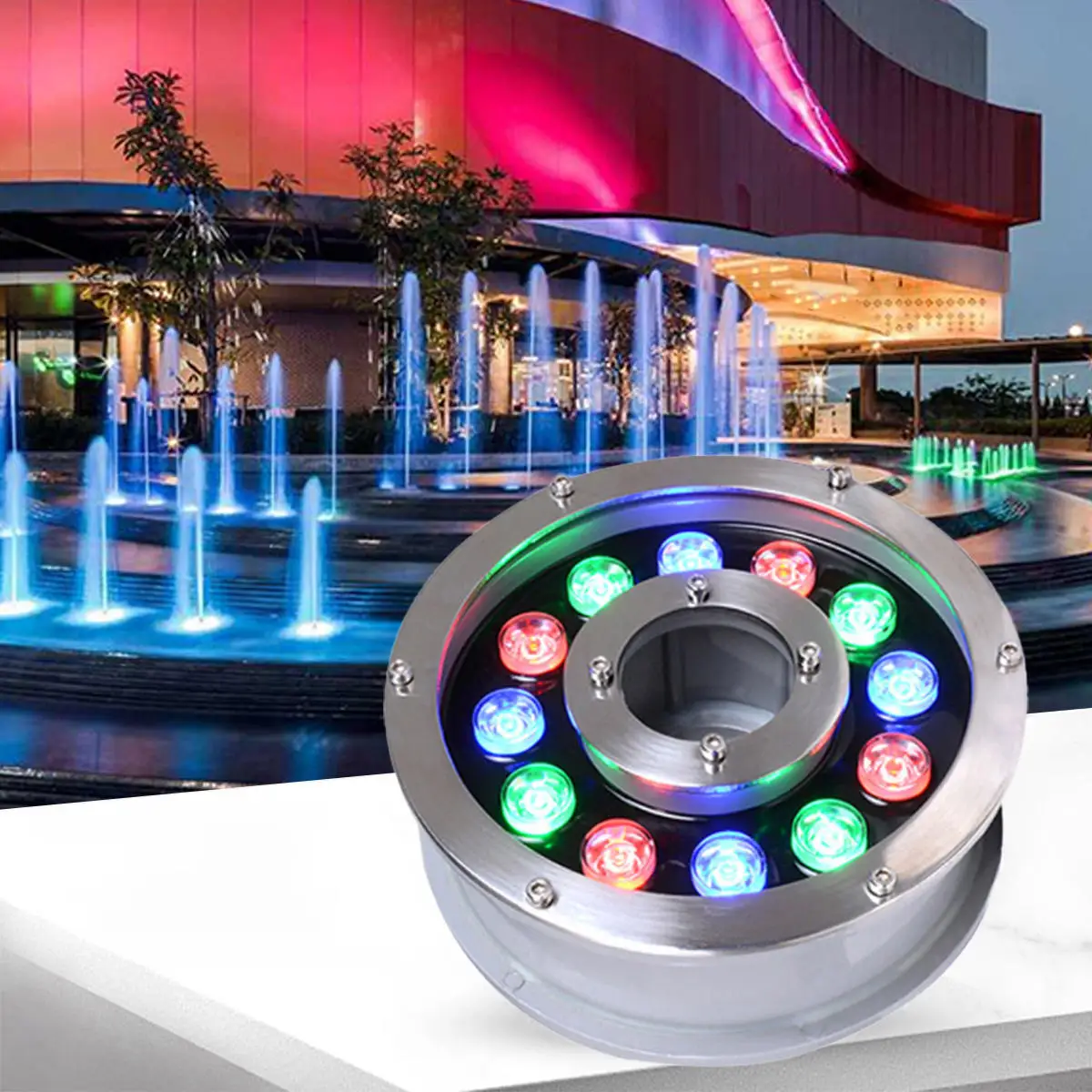 High-quality Ip68 Rgb Customized Power Underwater Donut Pond Ring Light DMX Dancing Fountain Light