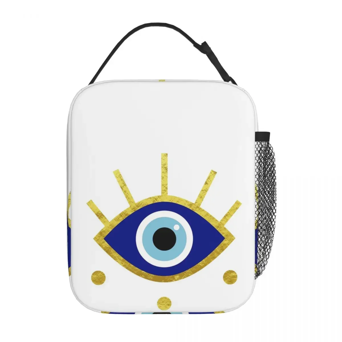 Mediterranean Evil Eye Protection, Nazar Insulated Lunch Bag for Women Kids Portable Food Boxes Thermal Lunch Box Tote