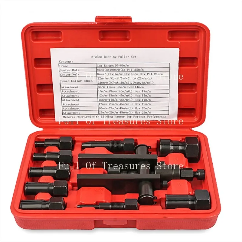 10pcs Practical Bearing Puller Motorcycle Bearing Removal Tool Puller with Box Motorcycle Internal Bearing Puller Kits