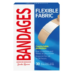 30/100pcs Flexible Fabric Adhesive Bandages Comfortable Skin Care Bandages for Minor Cuts Burns Quick-Aid Flexible Fabric Adhesi