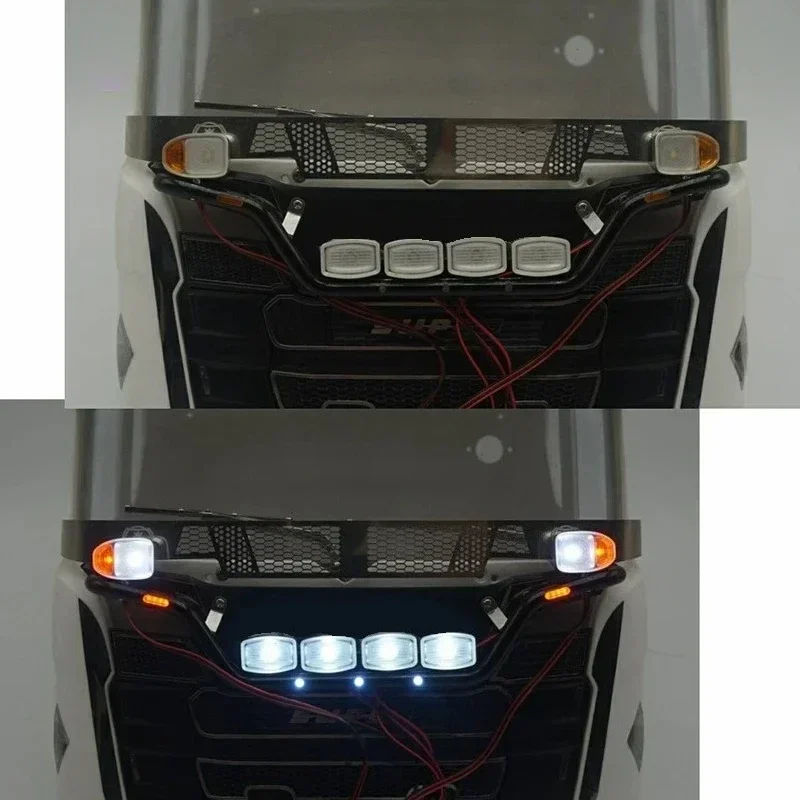 LED Metal Black China Open Aluminum Rod Light for 1/14 Tamiya RC For scania 770S 56323 56371