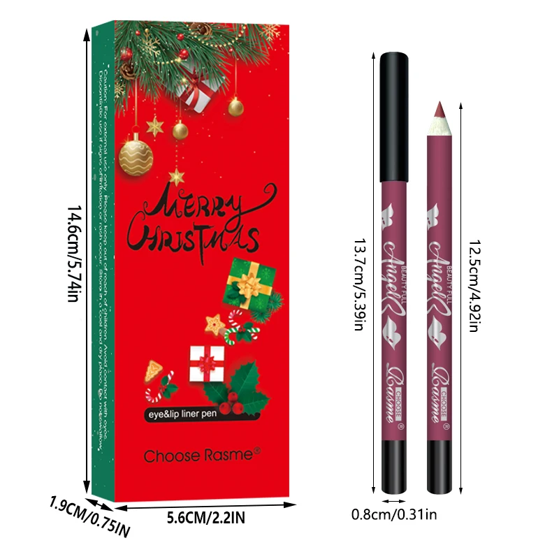 ชุดลิปไลเนอร์สีนู้ด 12 ชิ้น - ลิปไลเนอร์แบบดินสอเนื้อแมทกันน้ำไม่เหนียวเหนอะหนะและใช้งานง่ายของขวัญคริสต์มาส