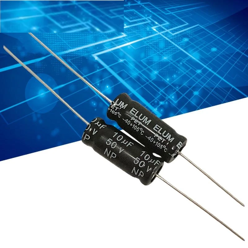10PCS horizontal axial NP non-polar aluminum electrolytic capacitor 50v 10uf 6X16mm