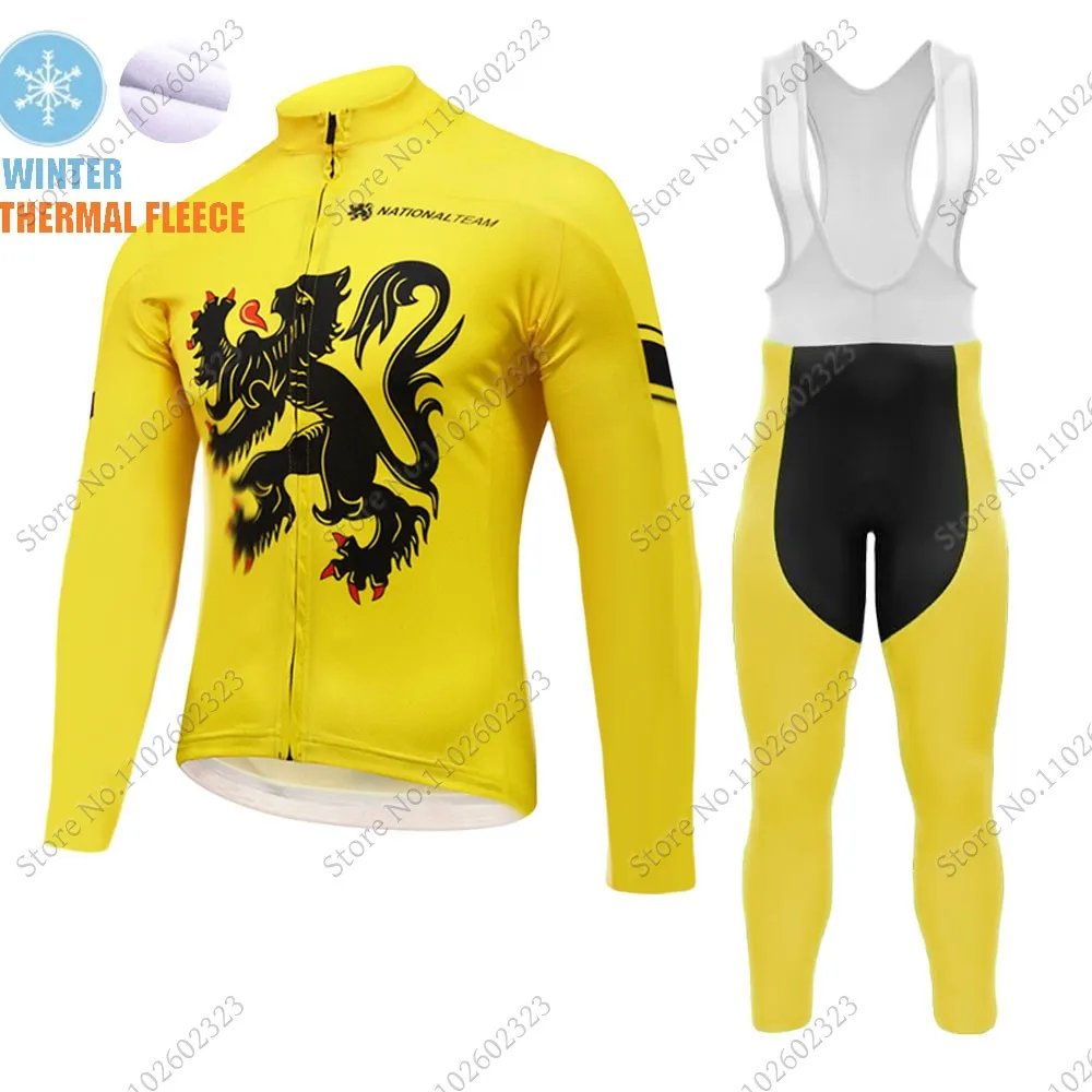 2024 Flanders Cycling Jersey Set Belgium Long Sleeve Cycling Vintage Clothing Road Race Bike Jacket Suit MTB Maillot