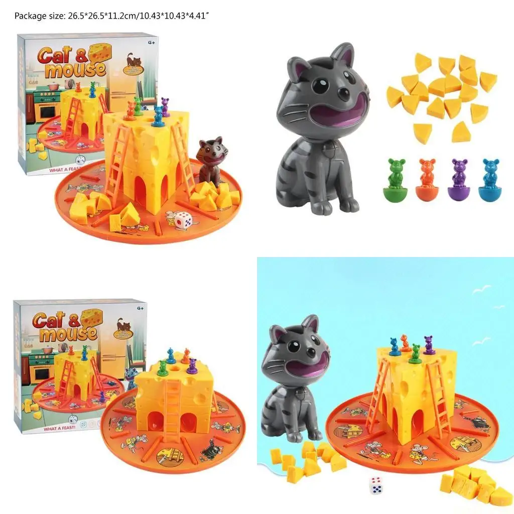 

U2JB Cats and Mouse- Cheese Board Game 4 Pieces Mice,Kids Interaction To