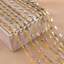 No Fade 1meter Stainless Steel Heart Star Ball Square Cable Necklace Chains Link Chain DIY Bracelet Jewelry Making Accessories