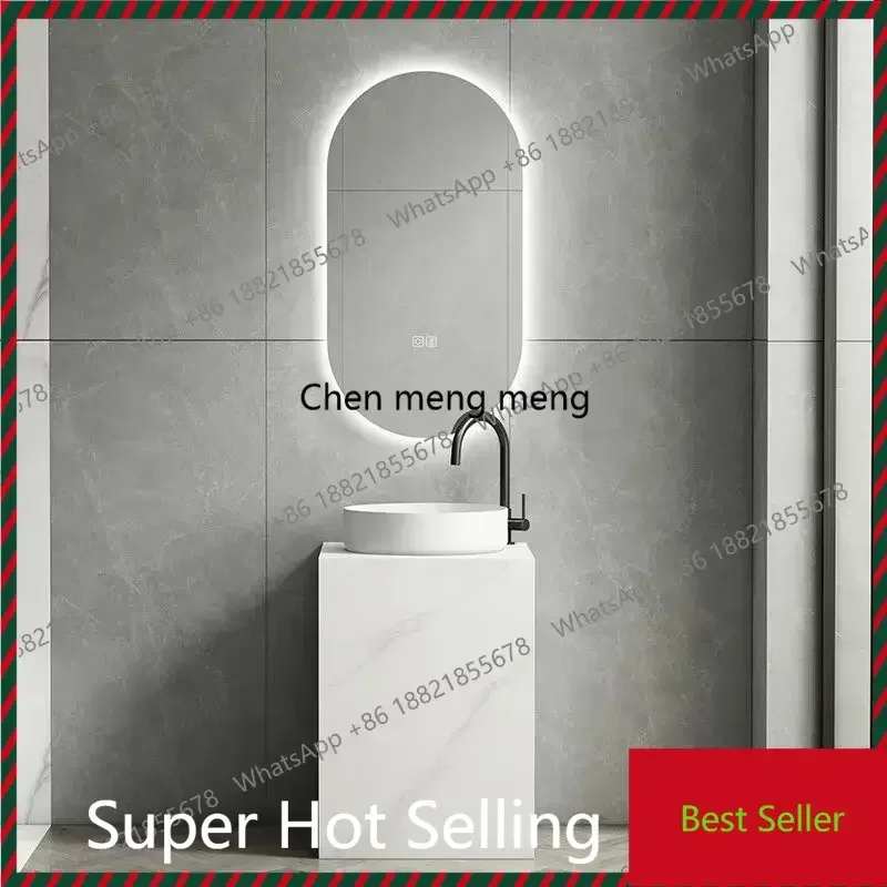 F182Toilet Washstand Balcony Outdoor Face Wash Sink Hotel Furniture Modern Rock Slab Column Basin Integrated Floor Bathroom Cabi