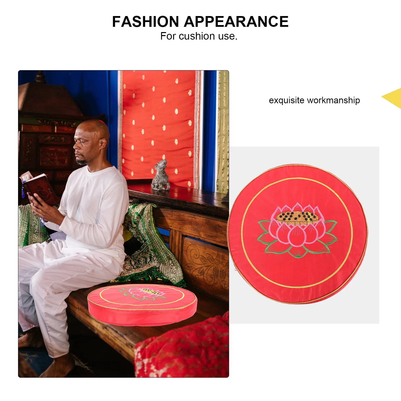 

1Pcs Meditation Cushion Round Seat Cushion Embroidered Lotus Pattern Comfortable Thick Mat for Meditation Yoga Prayer