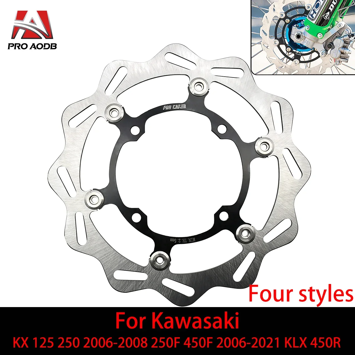 

Motorcycle parts front and rear brake discs For Kawasaki KX125 KX250 2006-2008 KX250F 450F 2006-2021 KLX450R 2007-2021 Motocross