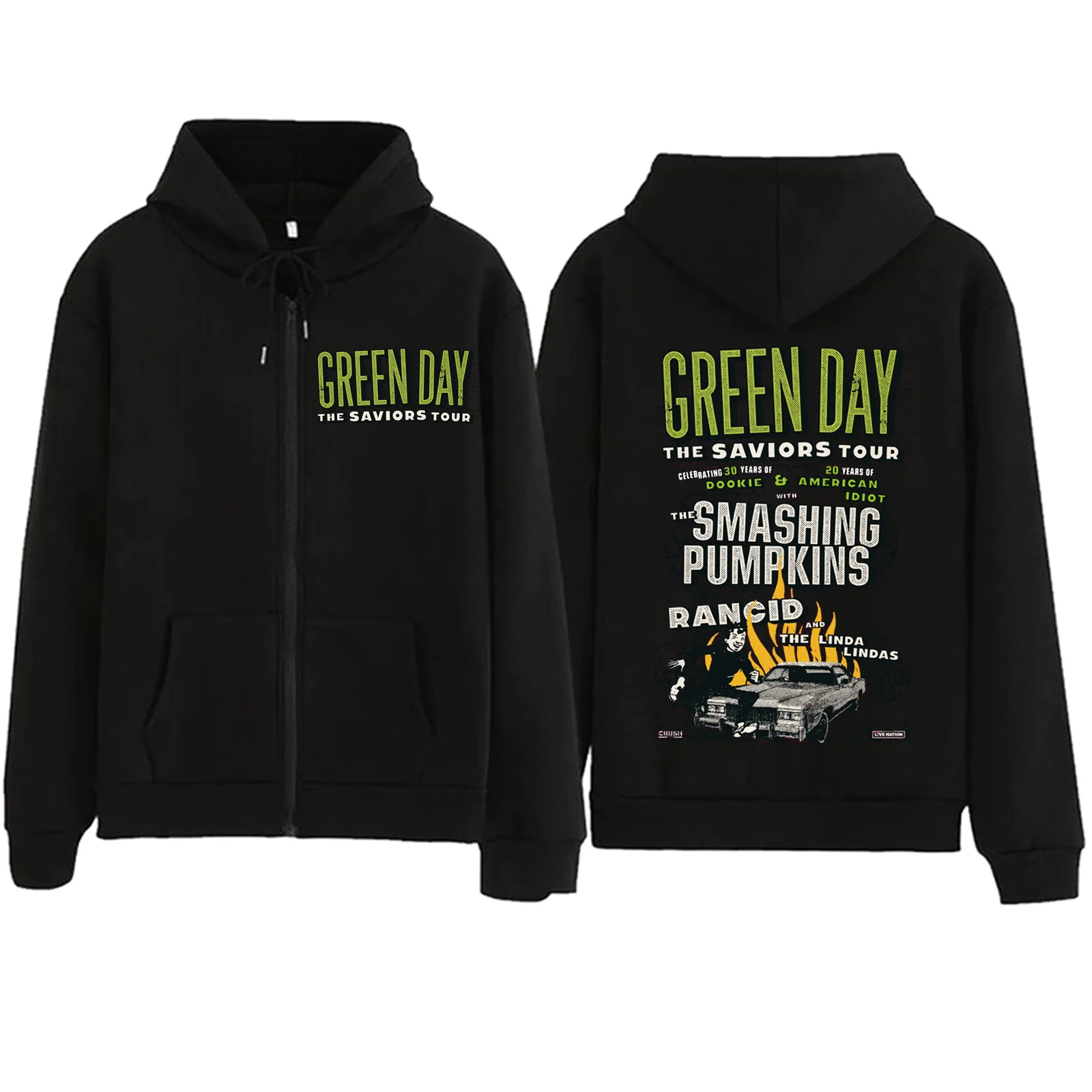 2024 Green Day Saviors Zipper Hoodie Harajuku Hip Hop Pullover Tops Sweatshirt