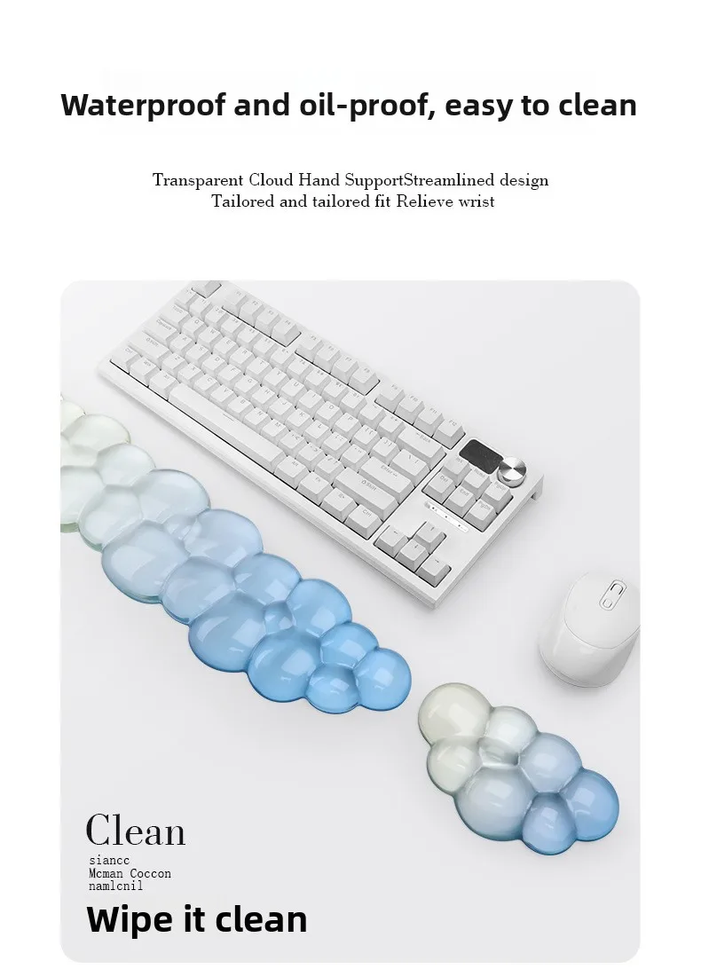 Cloud-Silikon-Handgelenkauflage für Tastatur, transparente Schreibtischunterlage mit Farbverlauf für Büro und Gaming, 5 Farboptionen – Detail 7