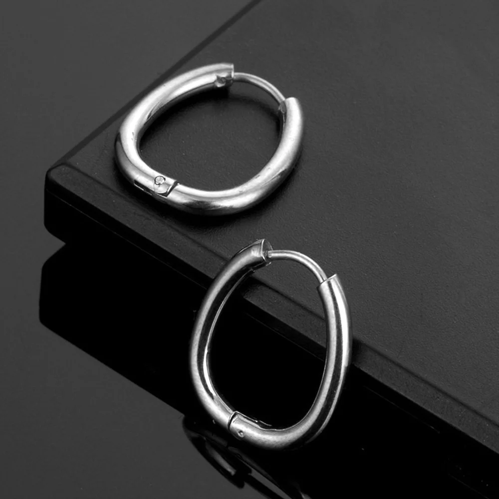 

1 Pair Silver Plated Elegant Small Round Women Hoop Earrings, High Quality Stainless Steel Letter O Earrings Jewelry Gift
