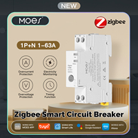 MOES Tuya Zigbee Smart Circuit Breaker 63A Alarm Threshold Set Electricity Monitor V0 Fireproof Retardant APP Control With Alexa