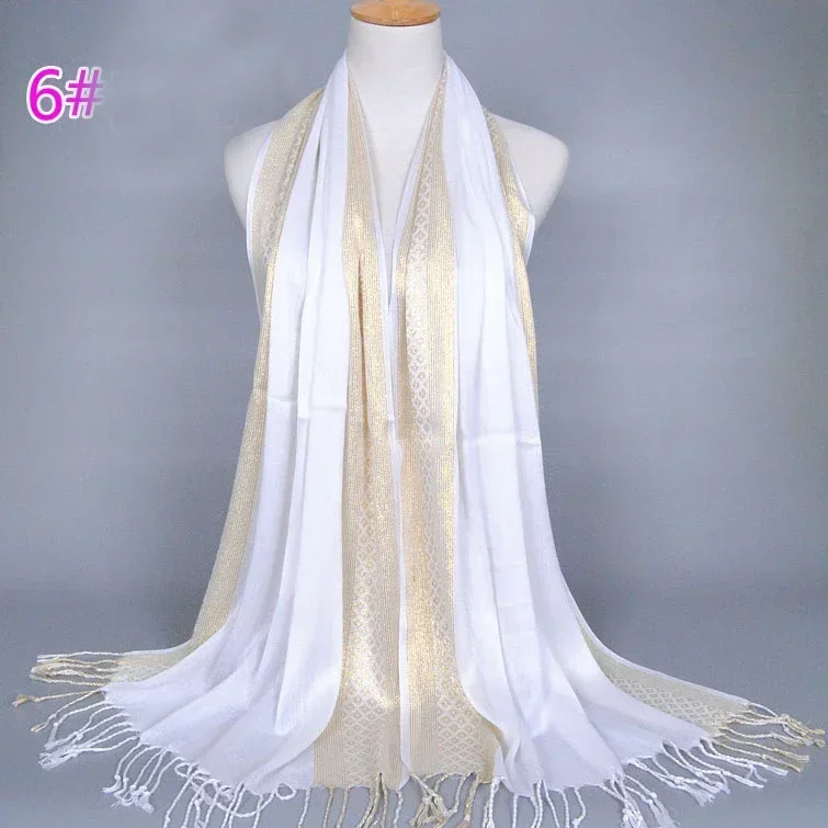 170*60cm nuova sciarpa nappa donna Hijab musulmano turbante scialle con frange avvolgere stole islamiche bandane Pashmina Bufanda Foulard sciarpe