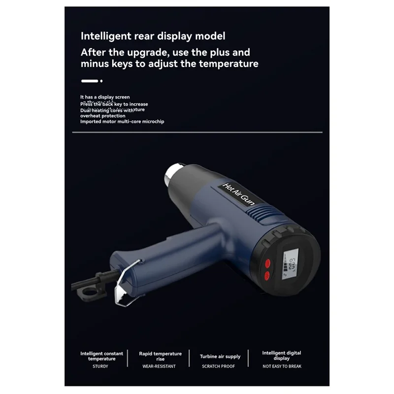 

ABBO-Air Dryer Digital Display Car Film Heat Gun For Welding Hot Air Machine, Shrink Packaging, Car Film US Plug