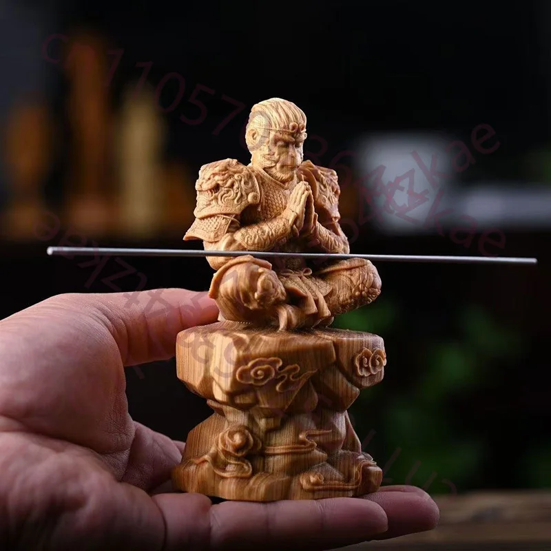 

Wood Carving Game Myth Anime Figures Monkey King Sculptures Figurines Home Room Office Table Decoration And Accessories