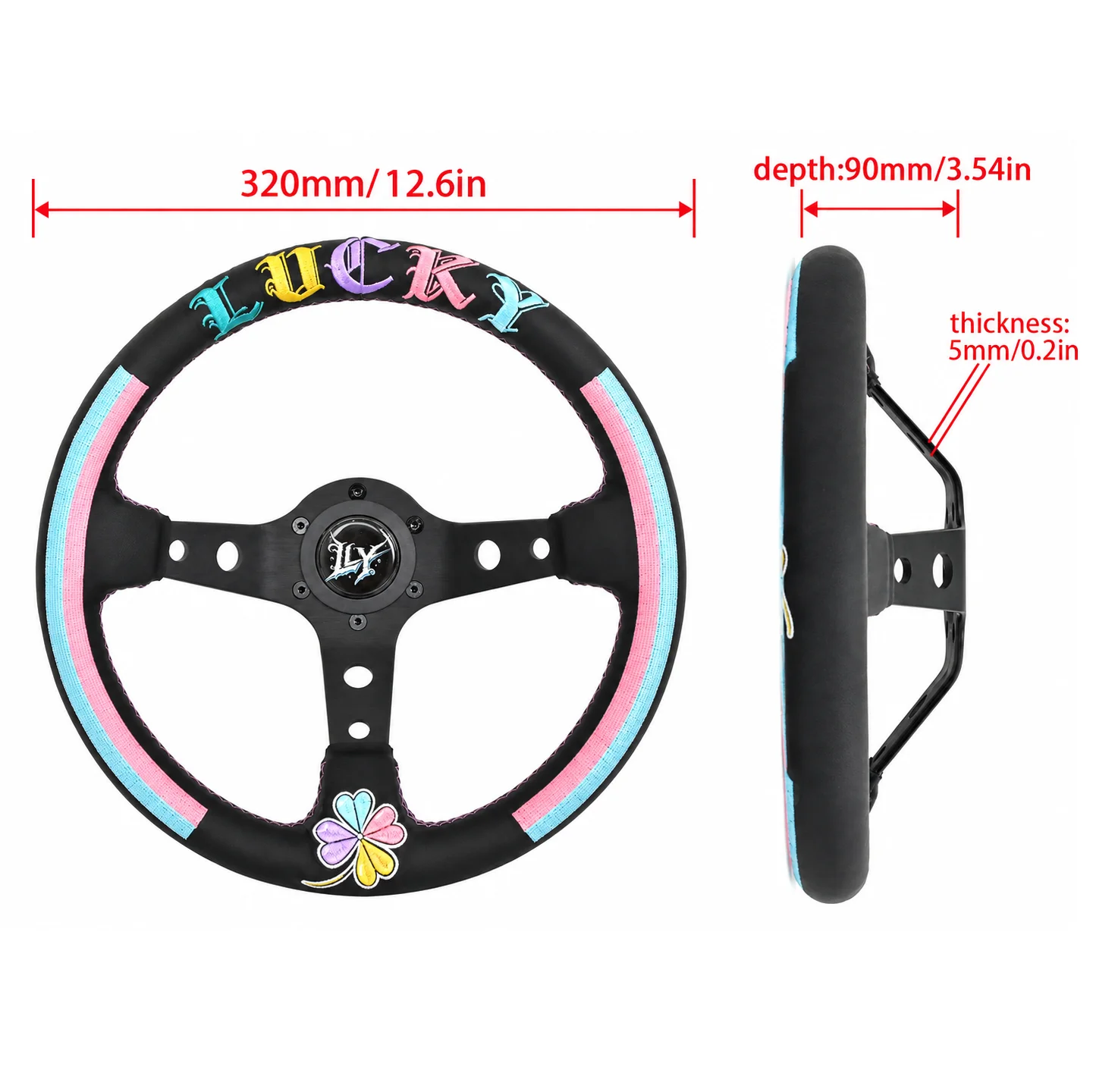 LY 13inch Lucky Clover Racing Steering Wheel Colorful 320mm Sim Racing Game Simulator Steering Wheel Universal Car Modification
