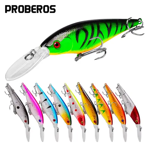 PROBEROS 1PCS Minnow Fishing Lure 11cm 10g Floating Hard Wobbler Bait Crankbait Carp Striped Bass Pesca Fishing Tackle SwimBait