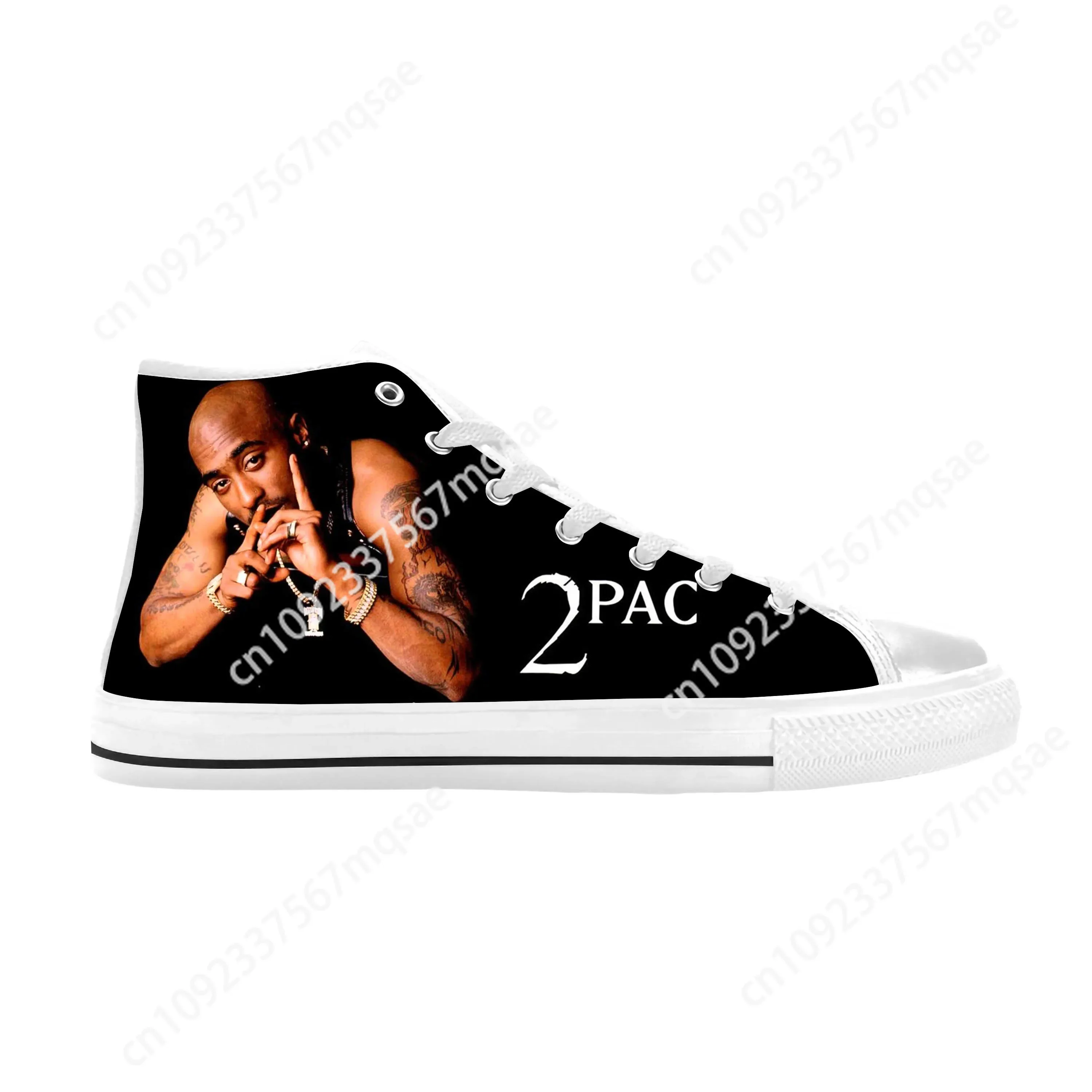 Tupac Hip Hop Rap Rapper 2pac Makaveli Music Rock Casual Cloth Shoes High Top Comfortable Breathable Print Men Women Board Shoe