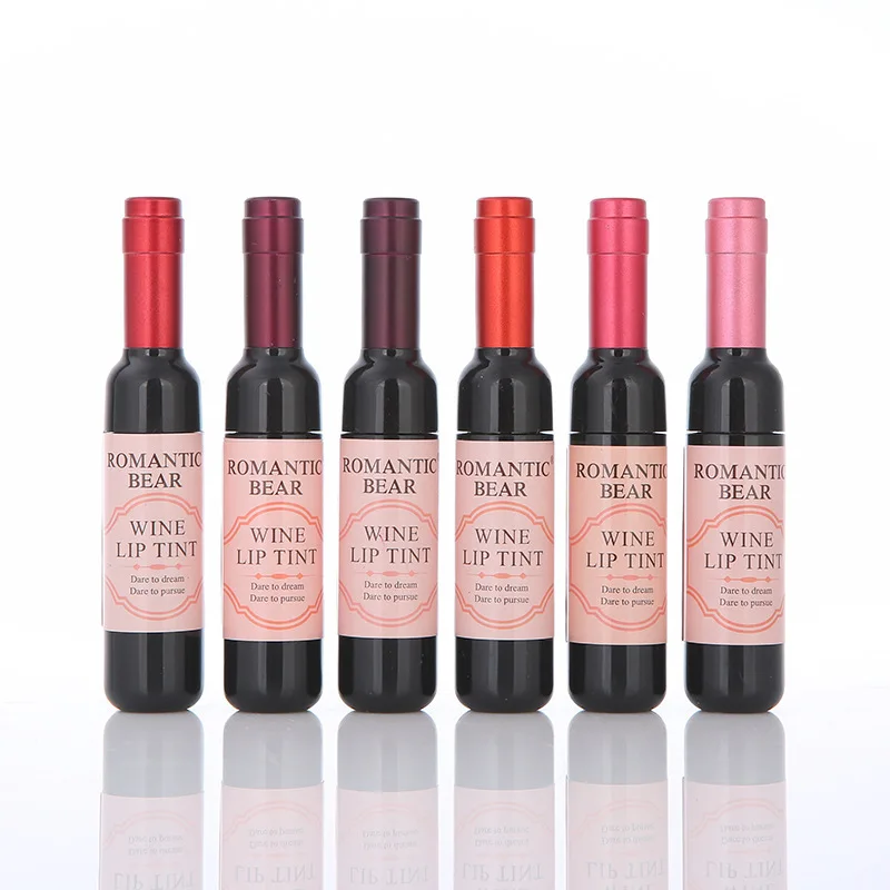 24Pcs Wine Lip Tint 6 colors Waterproof Wine Lip Stain Long Lasting Matte Liquid Wine Bottle Lipstick Lip Gloss for Women Makeup