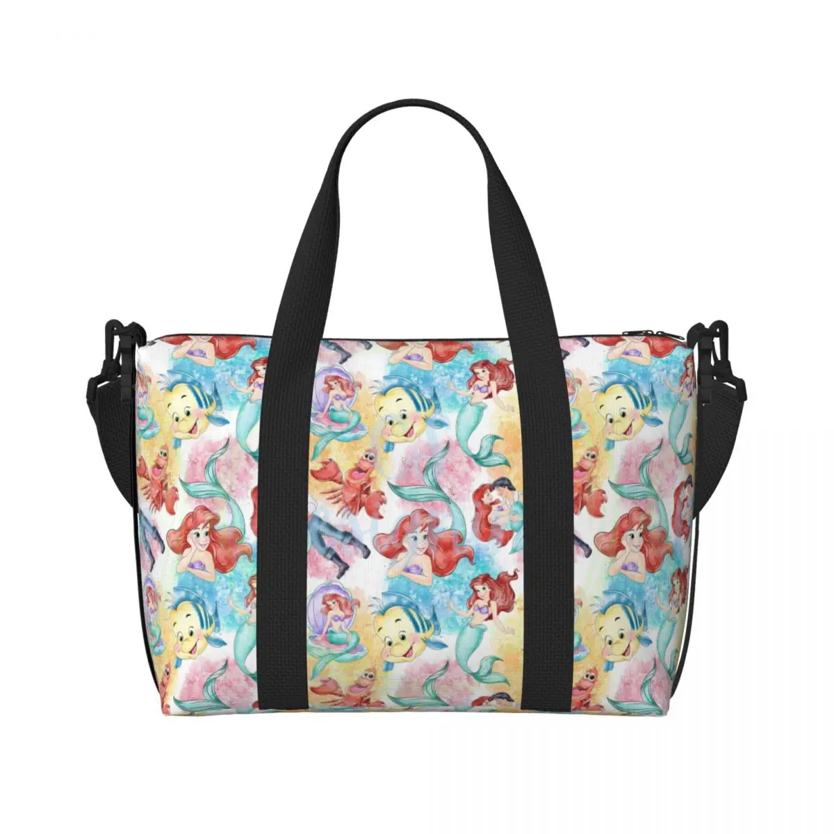 

Custom The Little M-Mermaid Beach Tote Bag Women Extra Large Gym Carry On Travel Shopping Bags