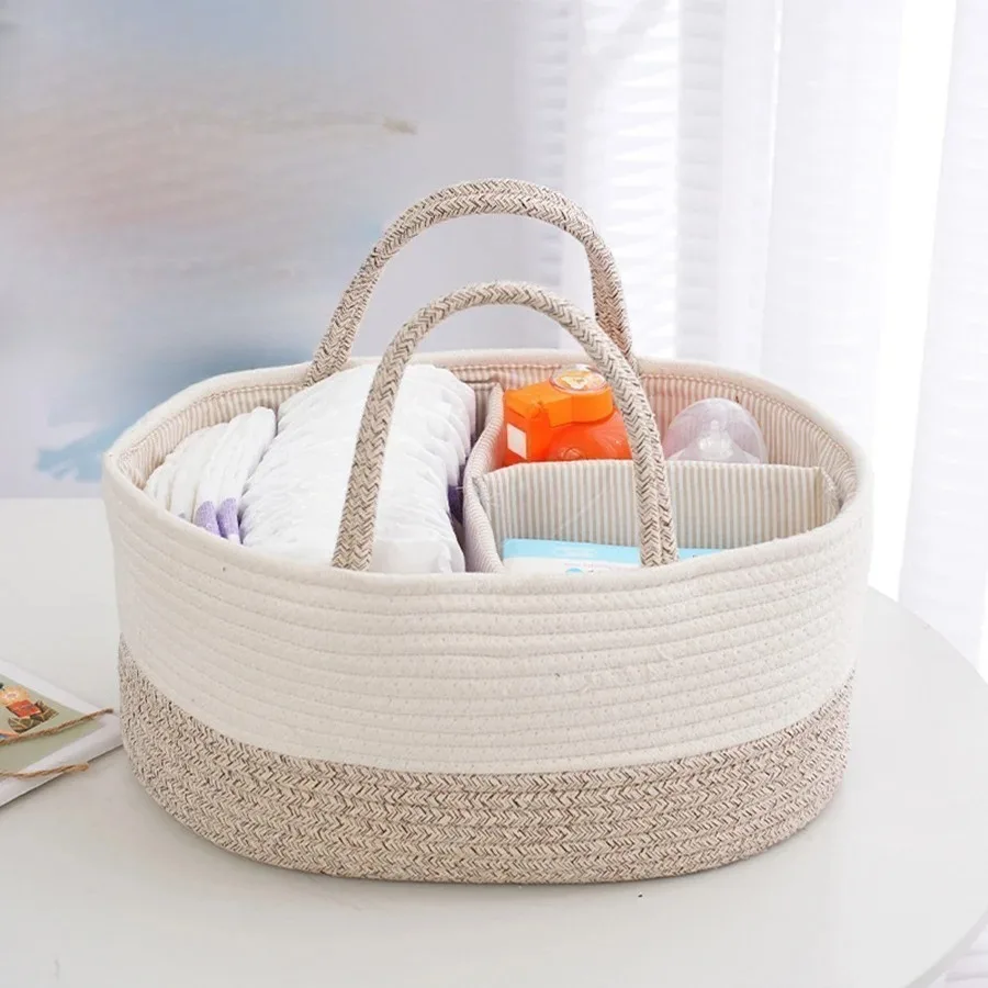 Multifunctional Travel Out Portable Mommy Bag Cotton Rope Diaper Bag Diaper Storage Bag Baby Diaper Storage Basket