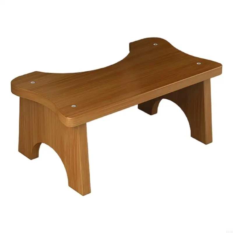 R1WB Sturdy Bamboo Toilet Step Stool Anti Slip Base Easy Carry designs for Home Bathroom