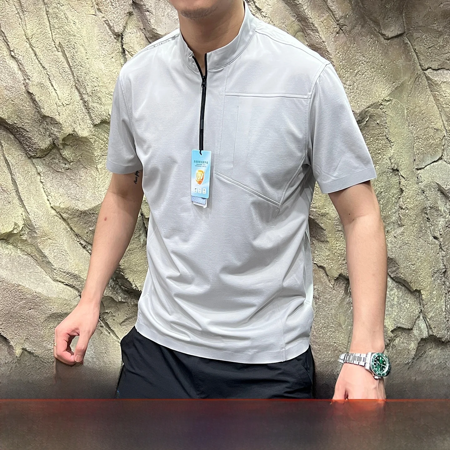 

Сверхлегкая мужская футболка серии Golf UPF00, летняя уличная эластичная футболка Qui-Dry ort-Sve Faionable Color Youth Trend