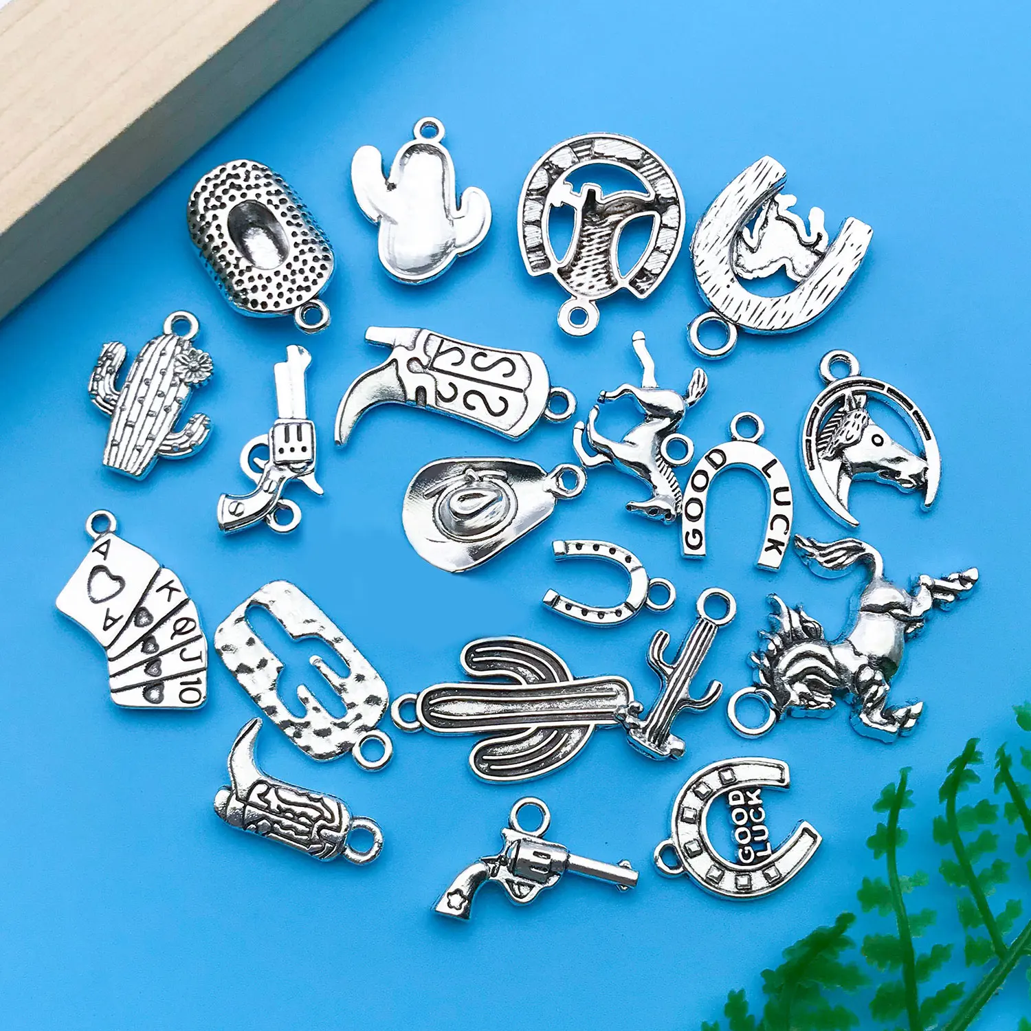 Mix 20pcs/Ancient Silver Western Cowboy Series Fashion Jewelry Making Fashion DIY Accessories Back to School Halloween Thanksgiv