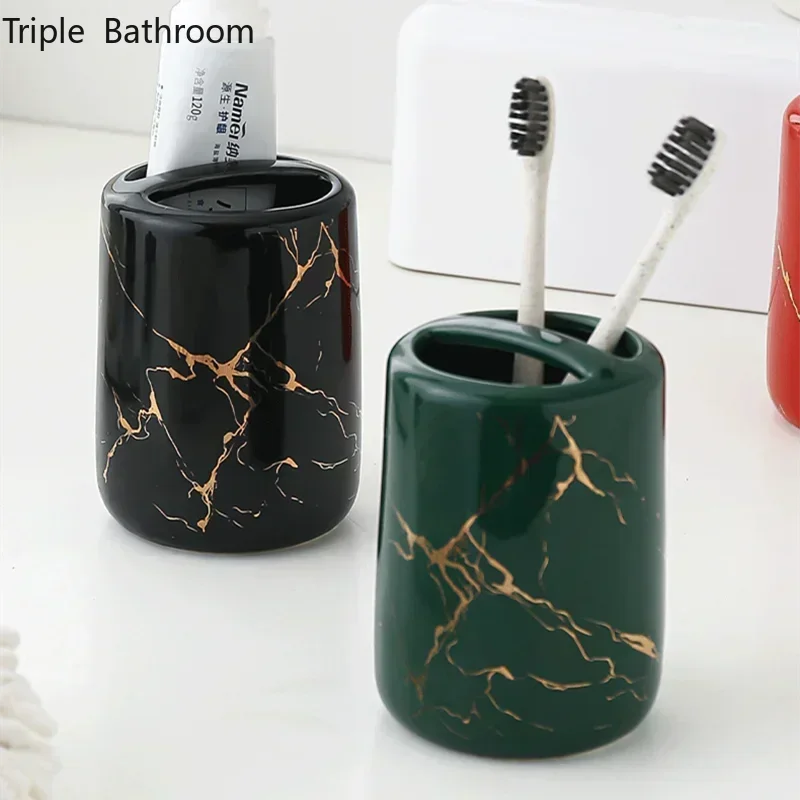 Nordic Ceramics Toothbrush Holder Washing Tools Shelf Toothpaste Tooth Brush Holder Organizer Bathroom Toothbrush Accessories