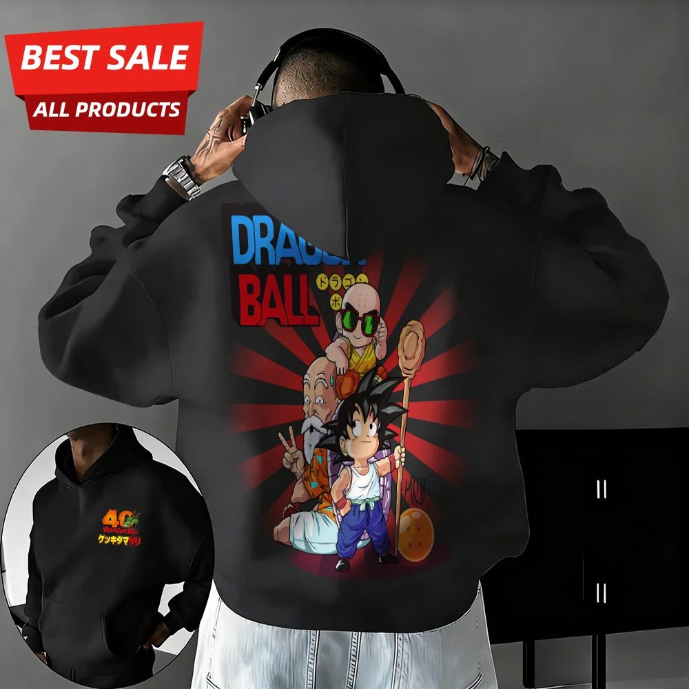 

2026 New Autumn/winter Dragon Ball 40th Anniversary Wukong 100% Cotton Anime Printed Hoodie Extra Size Casual Streetwear Unisex