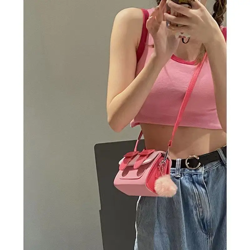 Women\'s Mini And Small Crossbody Bag Summer New Fashion Contrast Color Small Square Bag Mouth Red Bag Versatile Bag