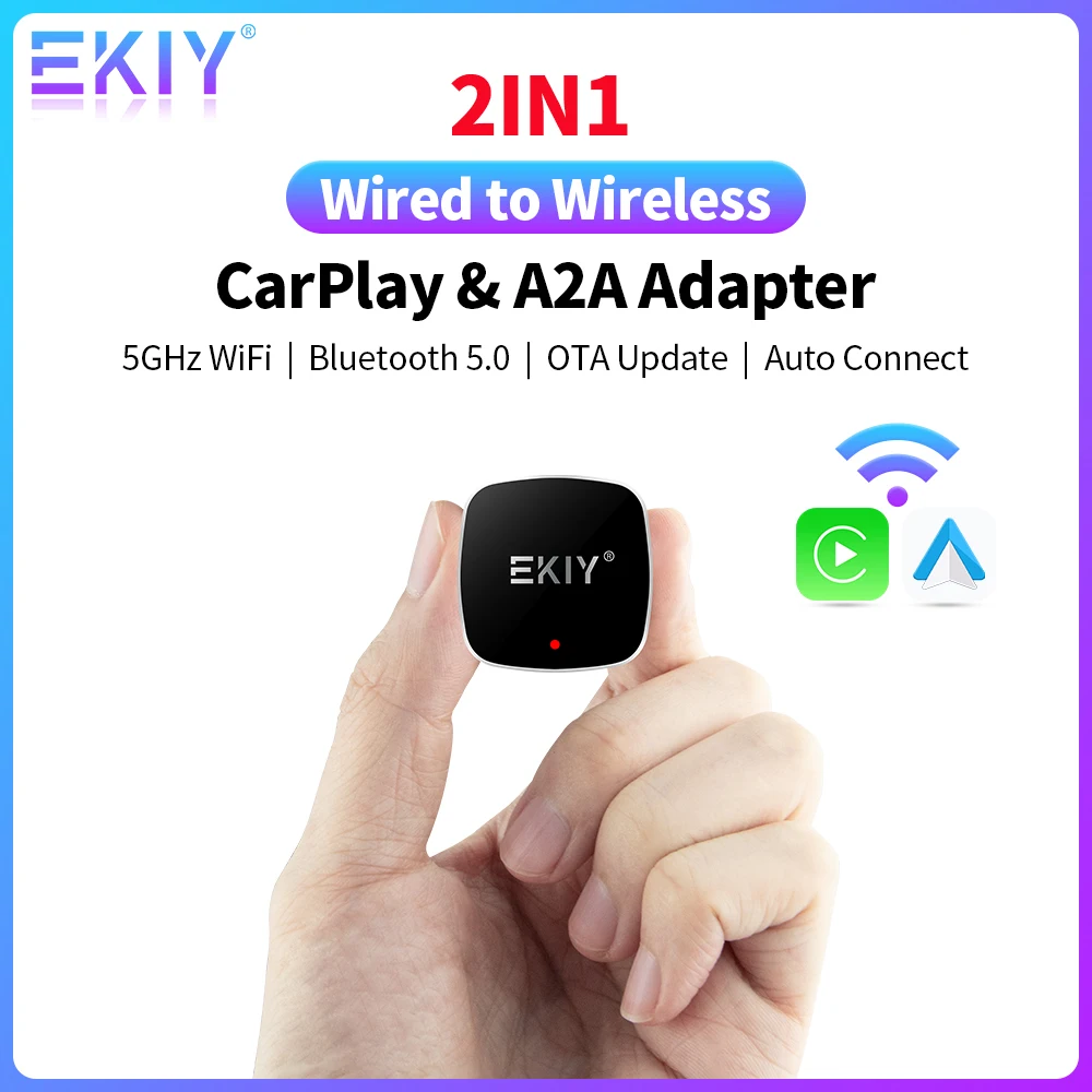 EKIY CarPlay Android Auto Wired To Wireless A2A Adapte For Audi Toyota Mazda Nissan Chevrolet Suzuki Subaru Kia Ford Opel Skoda