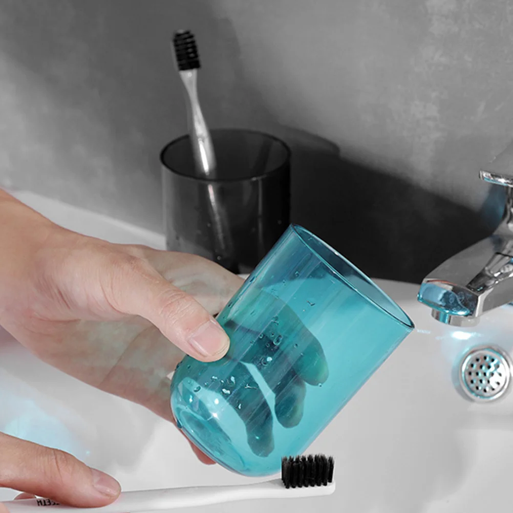 

2Pcs Transparent Toothbrush Cups Stackable Water Drinking Mugs Lightweight Bathroom Toothbrush Holders Smooth Design