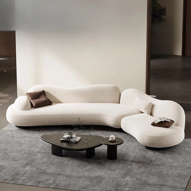 Fabric sofa curved living room large apartment