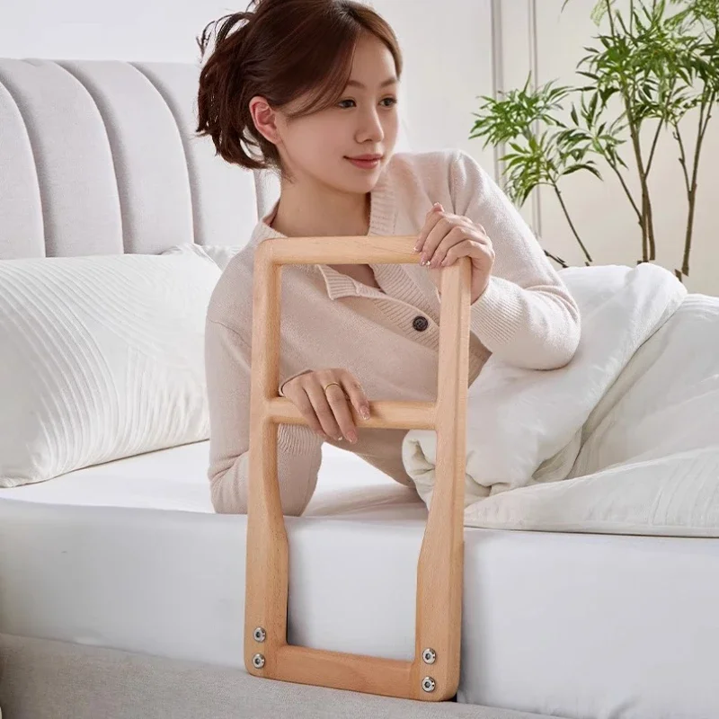 Elderly Bed Assist Handle Embedded Wooden Safety Rail for Seniors Women Easy Install Non-Slip Grip Weight Capacity 300lbs