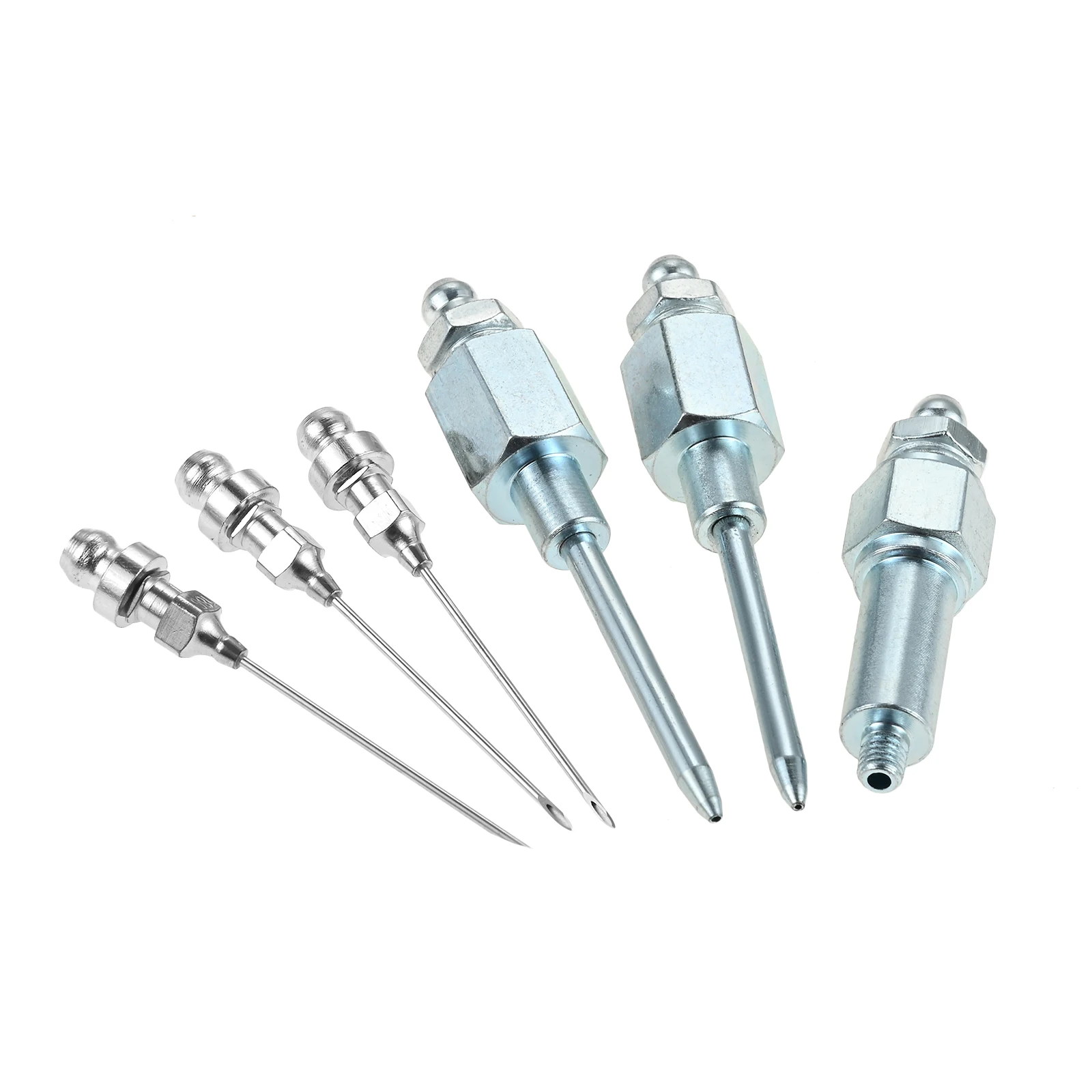 

6pcs Grease Gun Accessory Set Including 3 Grease Needle Nozzle 2 Grease Needle Dispenser 1 Rubber Nipple Adapter