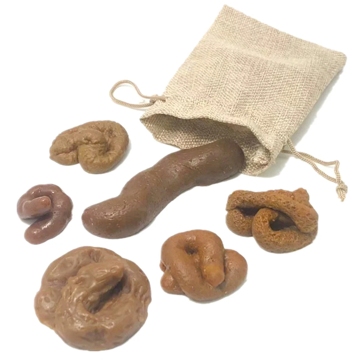 Caca de perro flotante realista, 6 piezas, broma divertida, juguetes delicados con bolsa de cordón para fiesta del Día de los inocentes