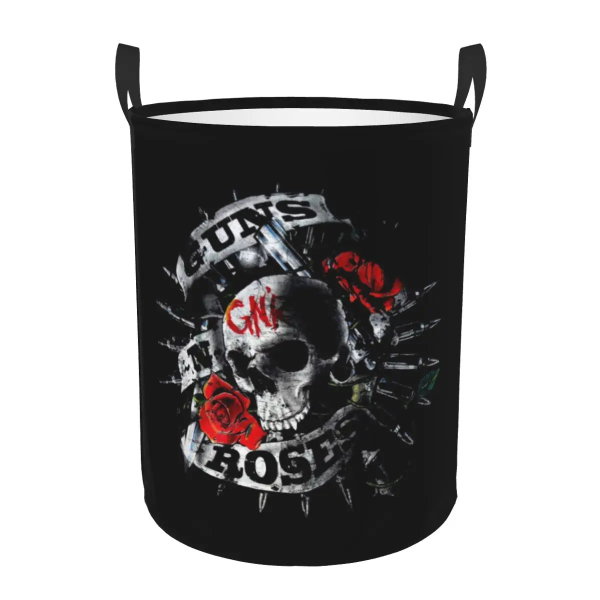 Guns N Roses Heavy Metal Laundry Hamper Large Clothes Storage Basket Bullet Logo Toy Bin Organizer for Kids